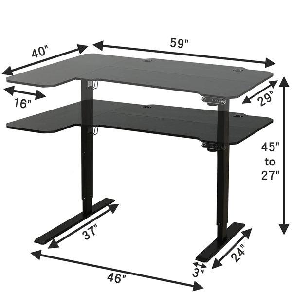 Inbox Zero Dhavina 59'' LShape Adjustable Height Standing Desk